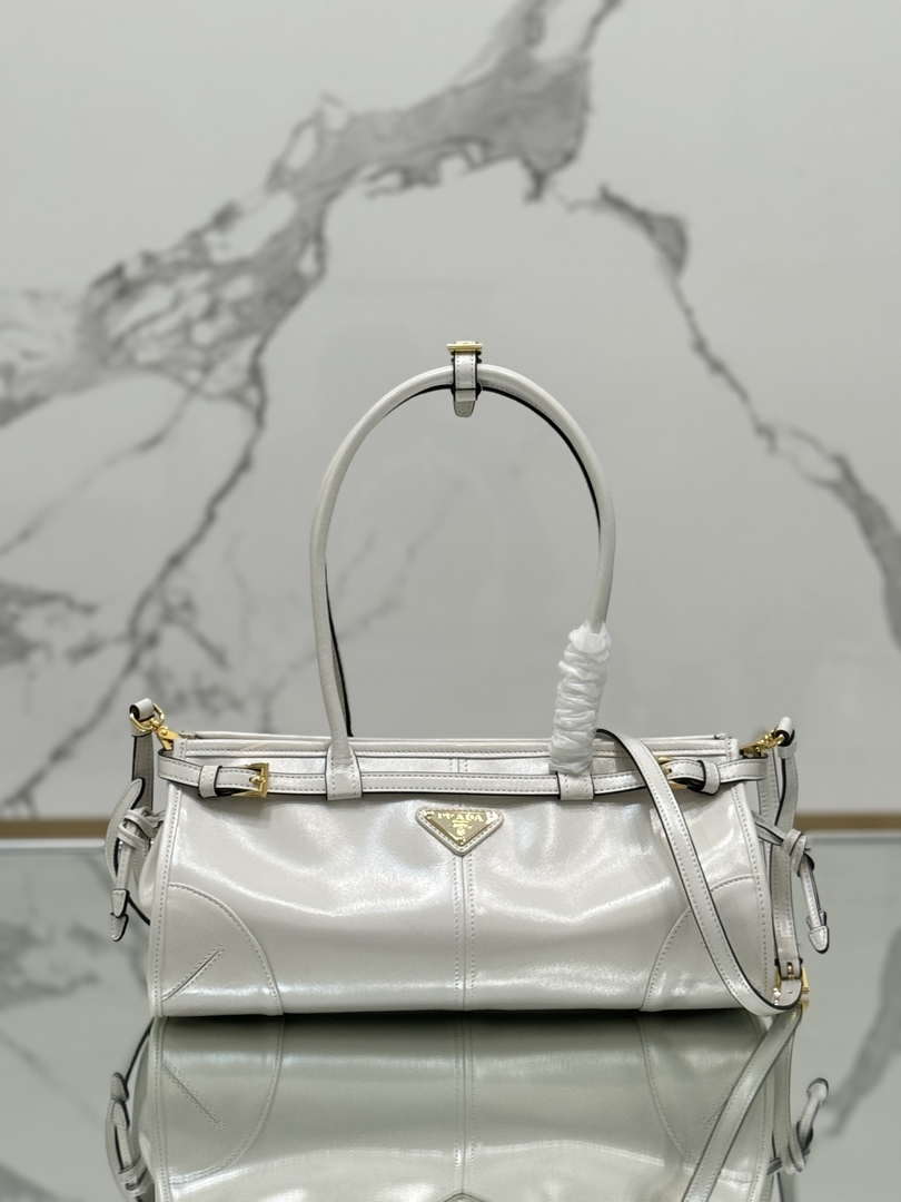 Prada 1BA426 Medium leather handbag Silver Gray