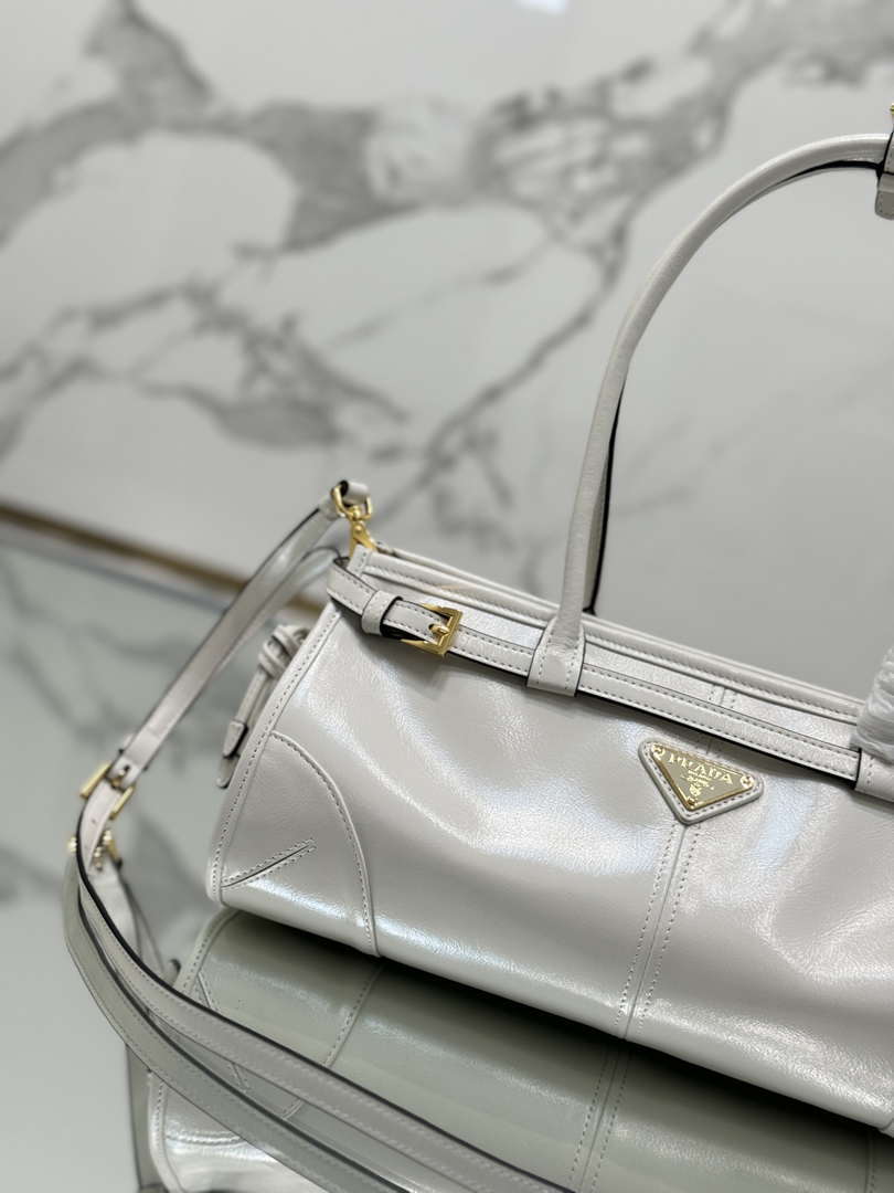 Prada 1BA426 Medium leather handbag Silver Gray