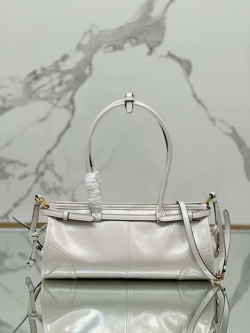 Prada 1BA426 Medium leather handbag Silver Gray