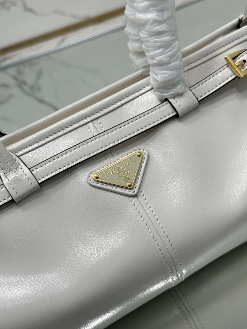 Prada 1BA426 Medium leather handbag Silver Gray