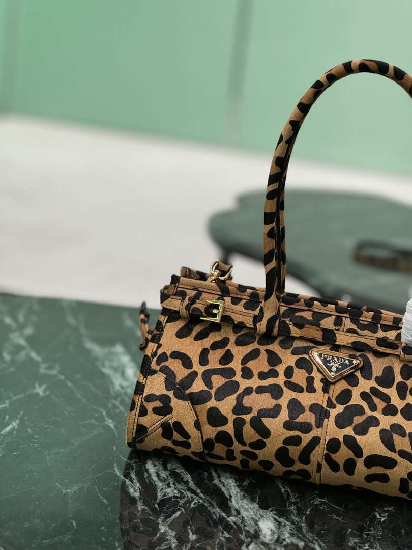 Prada 1BA426 Medium printed leather handbag Honey