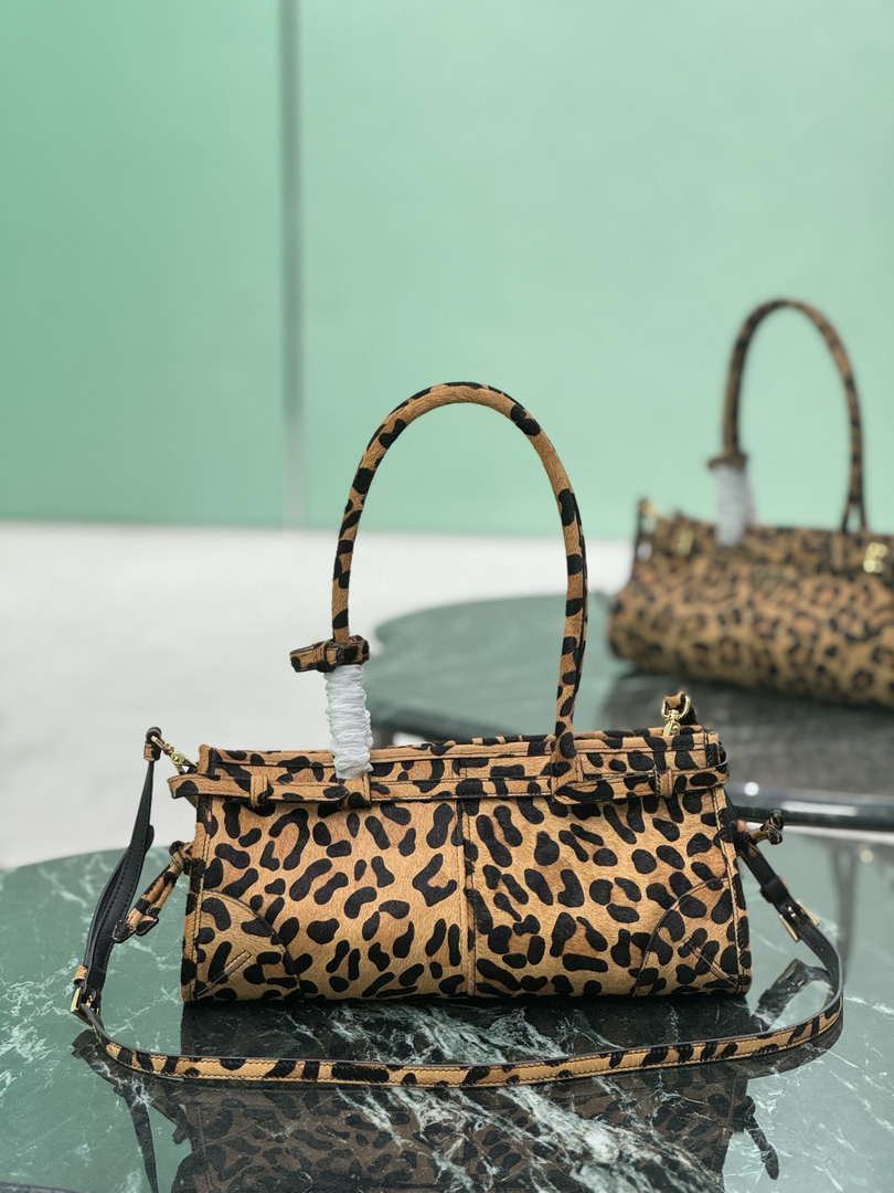 Prada 1BA426 Medium printed leather handbag Honey