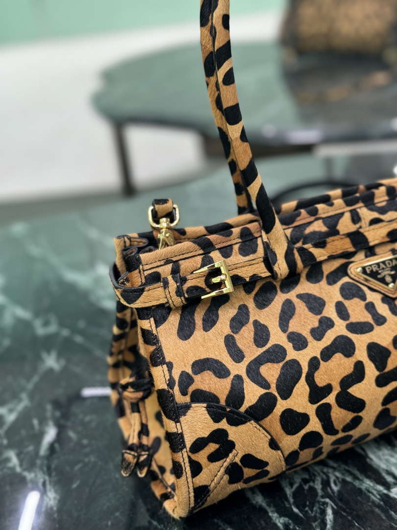 Prada 1BA426 Medium printed leather handbag Honey