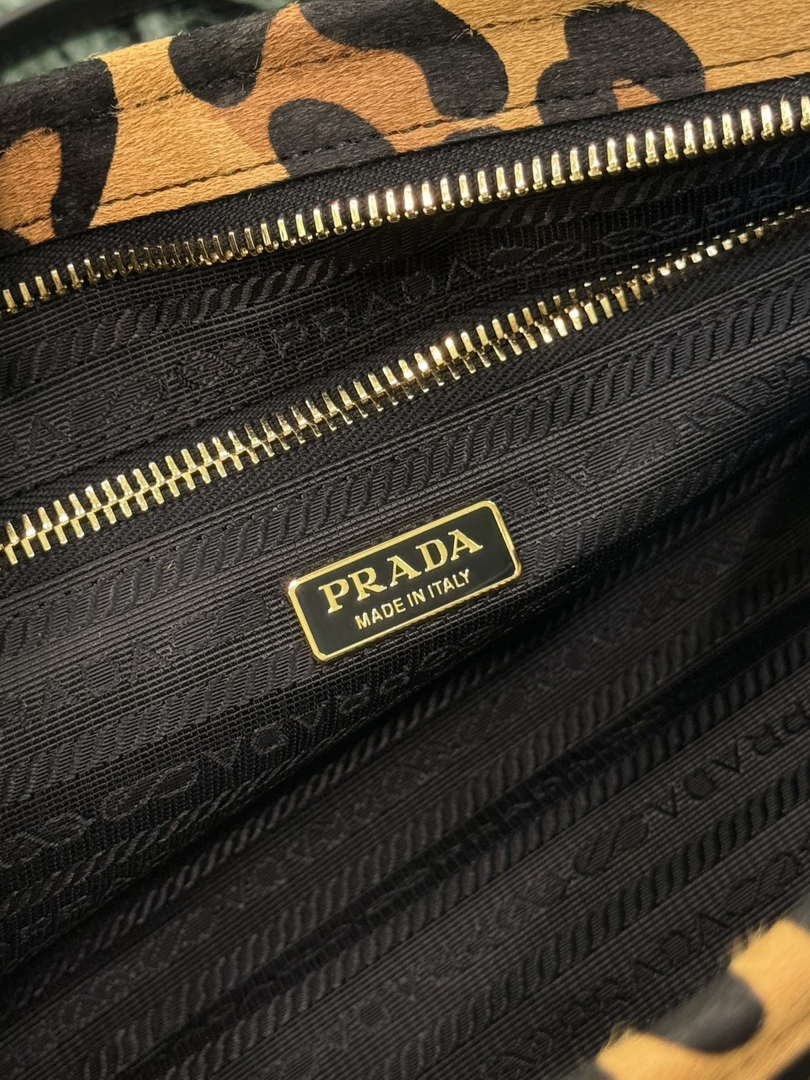Prada 1BA426 Medium printed leather handbag Honey
