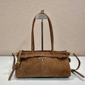 Prada 1BA426 Medium suede handbag Brown - Default Title - View 1