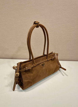 Prada 1BA426 Medium suede handbag Brown - Default Title - View 2