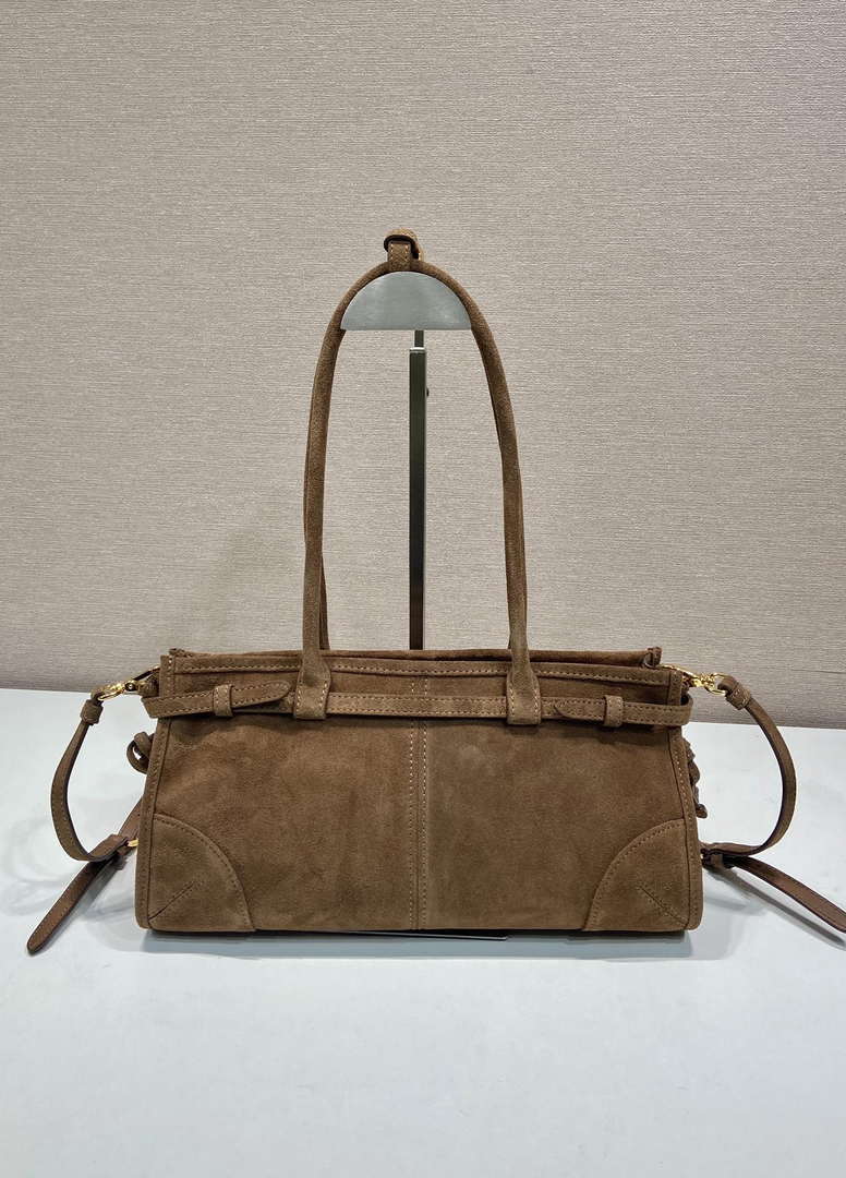 Prada 1BA426 Medium suede handbag Brown