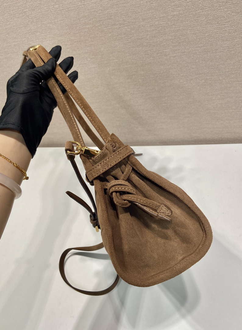 Prada 1BA426 Medium suede handbag Brown