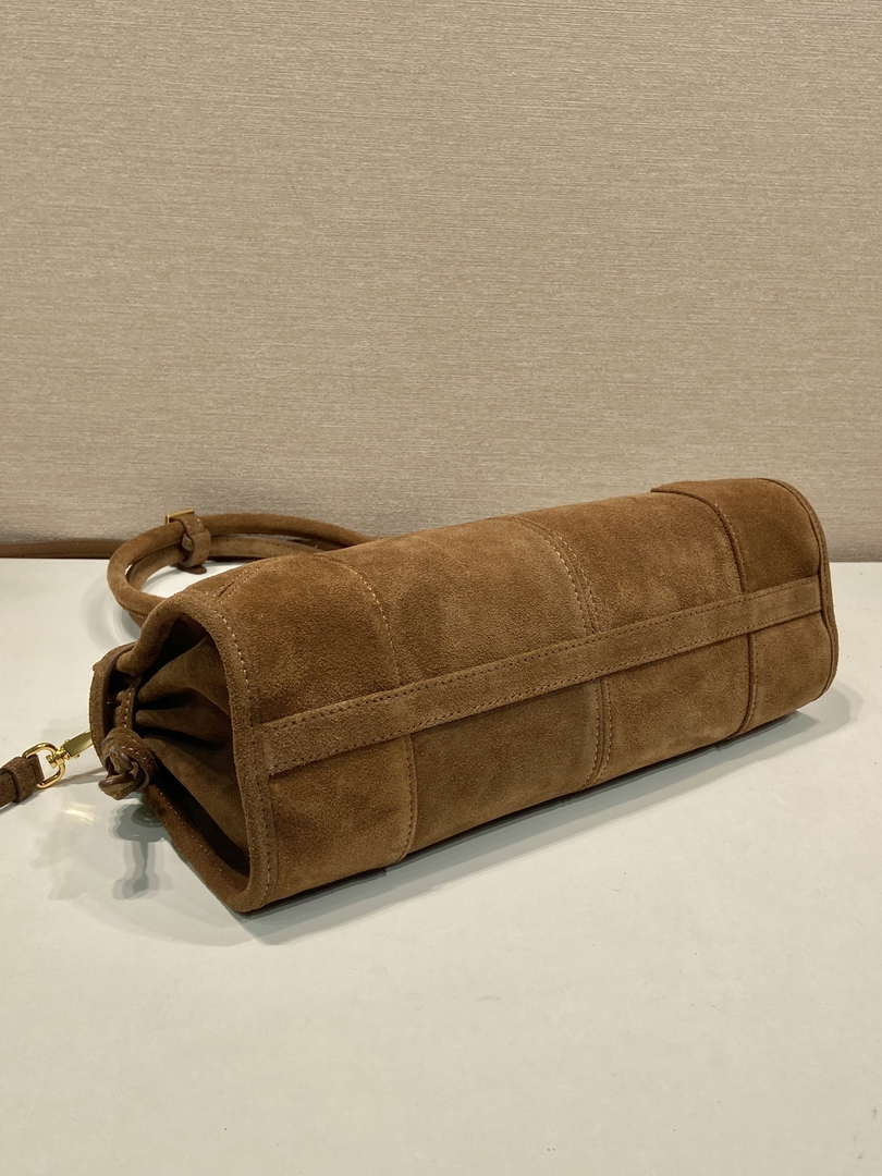 Prada 1BA426 Medium suede handbag Brown