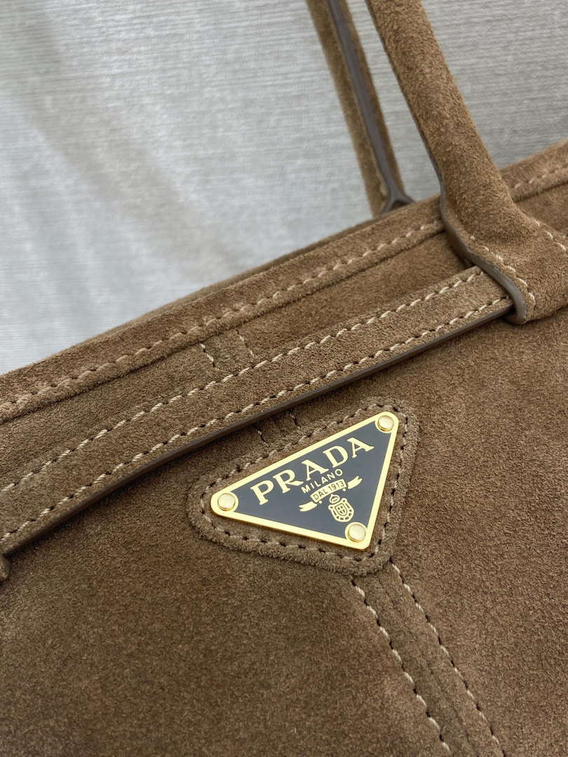 Prada 1BA426 Medium suede handbag Brown