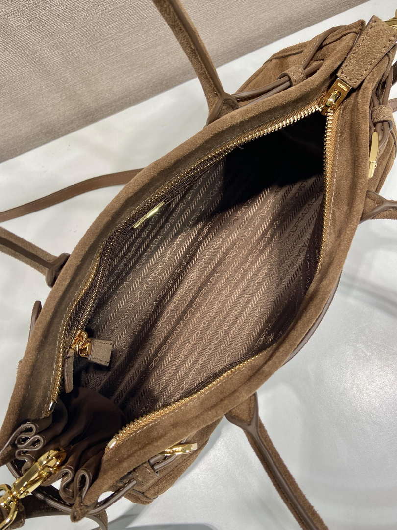 Prada 1BA426 Medium suede handbag Brown