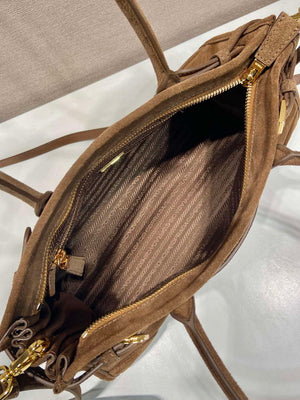 Prada 1BA426 Medium suede handbag Brown - Default Title - View 7