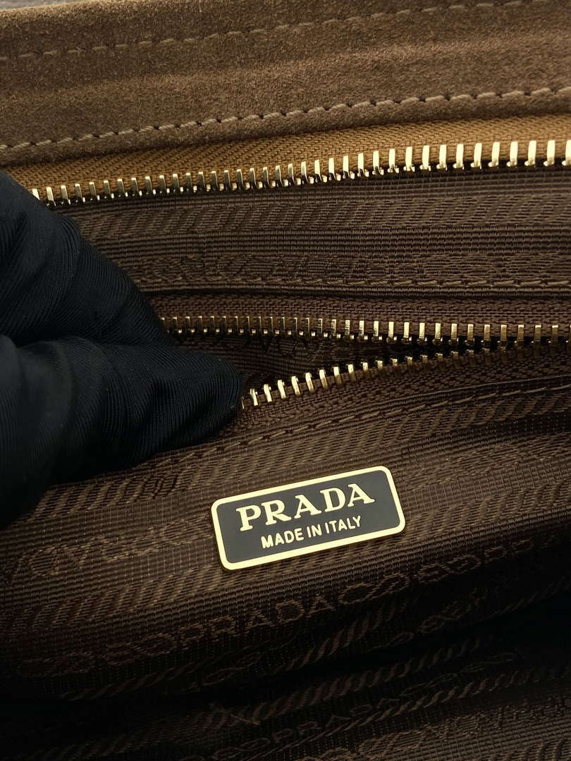 Prada 1BA426 Medium suede handbag Brown