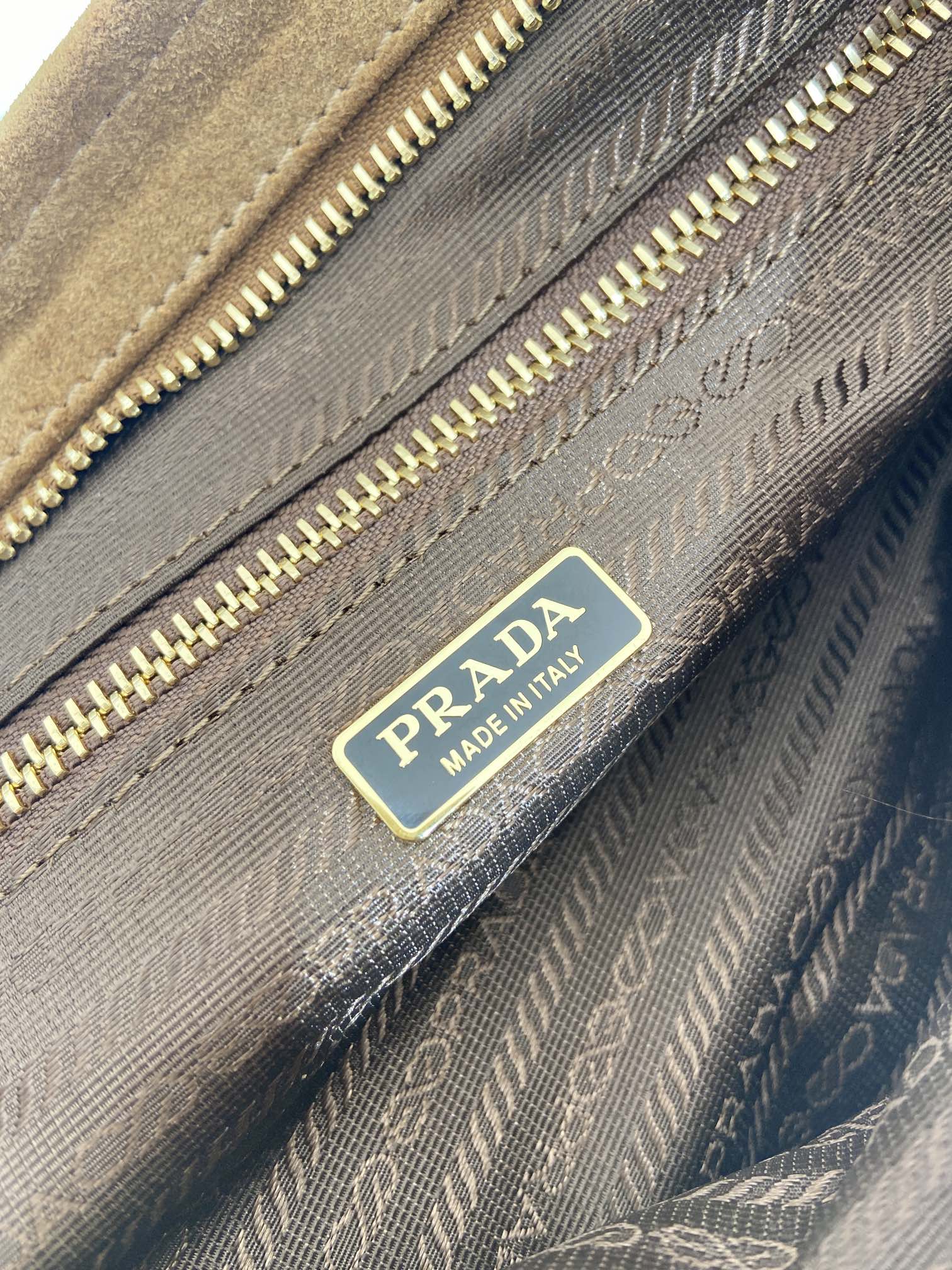 Prada 1BA426 Medium suede handbag Cinnamon - Default Title - View 9