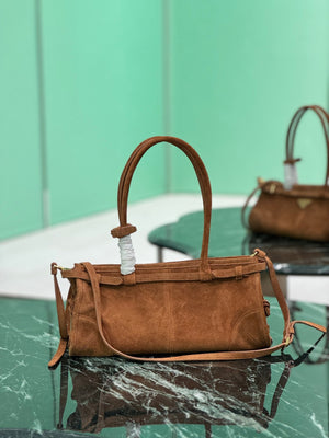 Prada 1BA426 Medium suede handbag Dark Brown - Default Title - View 4