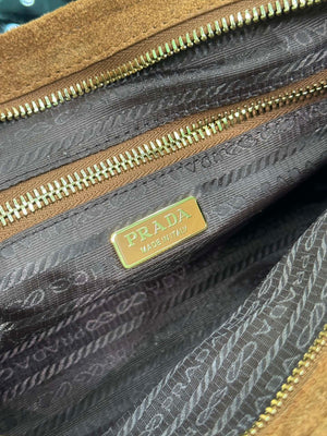Prada 1BA426 Medium suede handbag Dark Brown - Default Title - View 9
