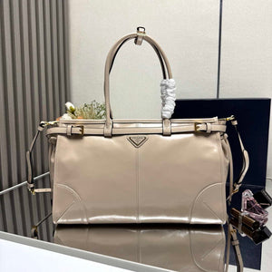 Prada 1BA433 Large Leather Handbag Apricot - Default Title - View 1