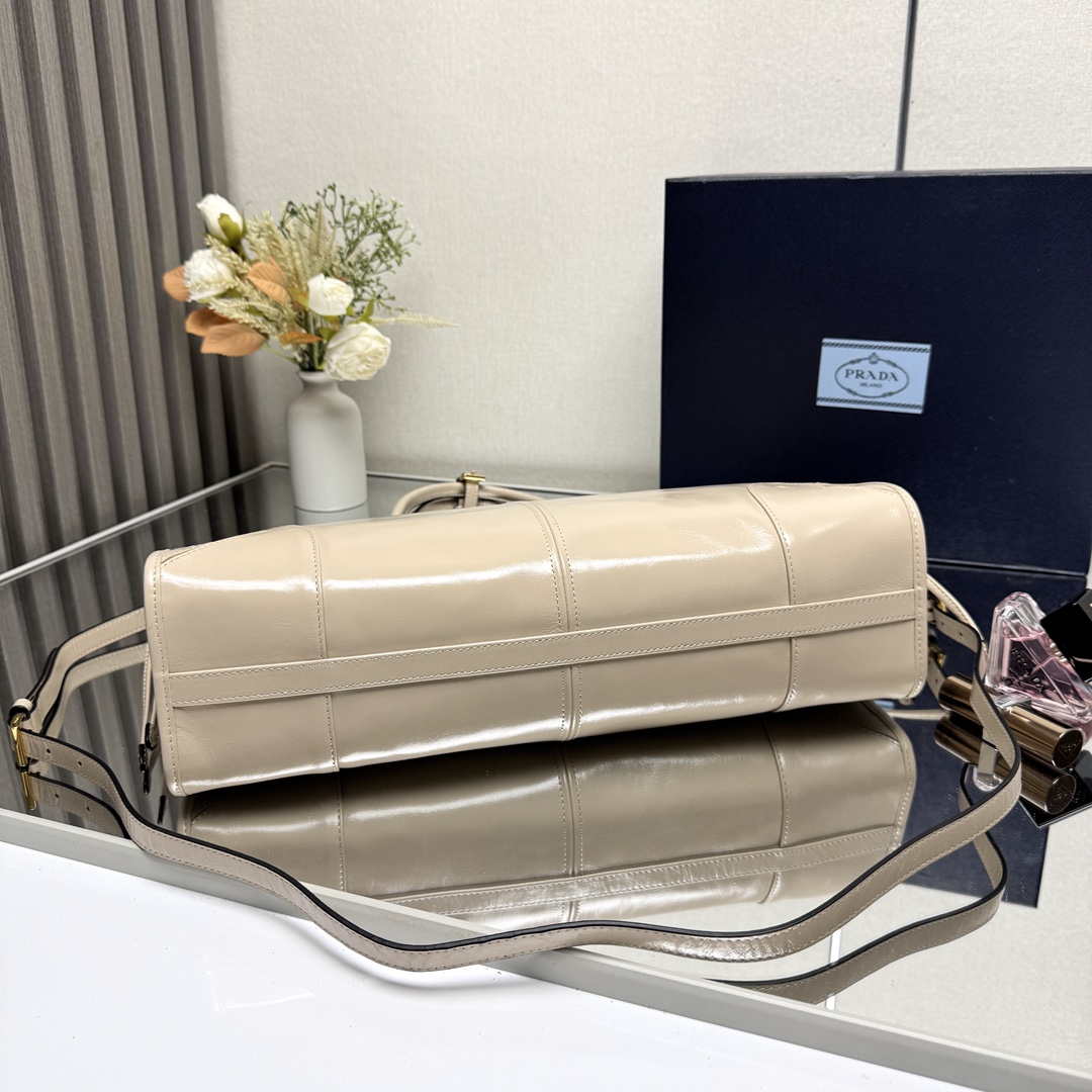 Prada 1BA433 Large Leather Handbag Apricot