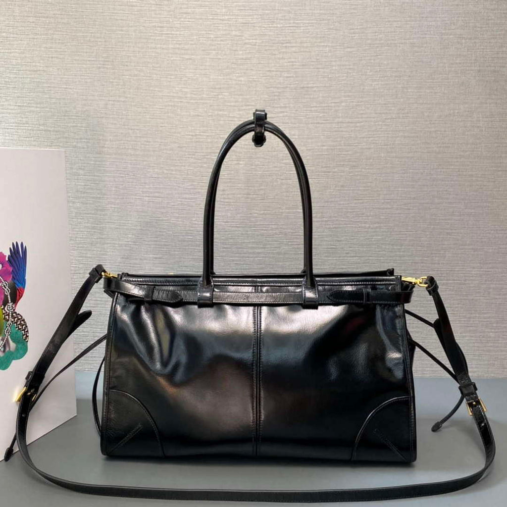 Prada 1BA433 Large Leather Handbag Black