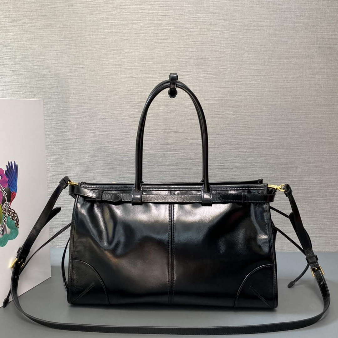 Prada 1BA433 Large Leather Handbag Black