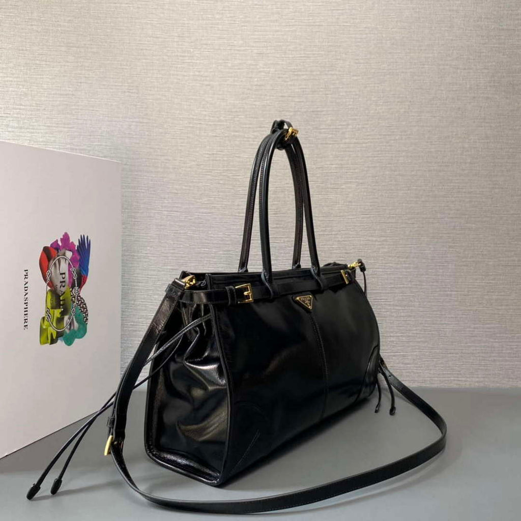 Prada 1BA433 Large Leather Handbag Black