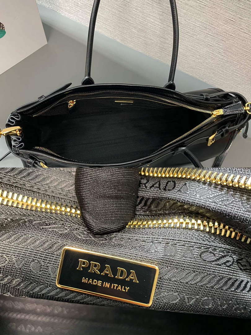 Prada 1BA433 Large Leather Handbag Black
