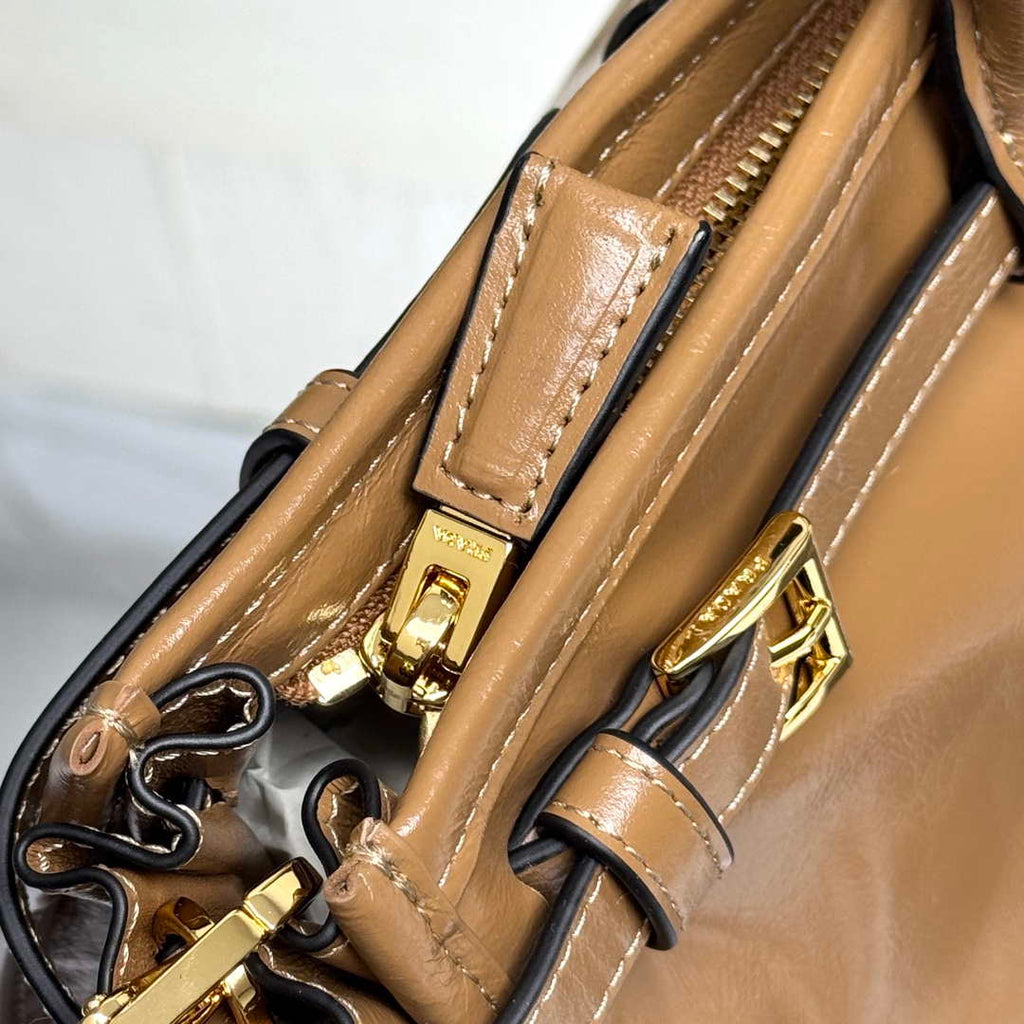 Prada 1BA433 Large Leather Handbag Brown