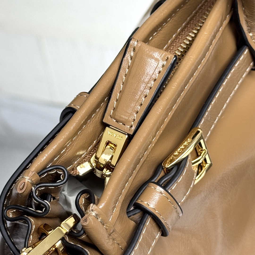 Prada 1BA433 Large Leather Handbag Brown