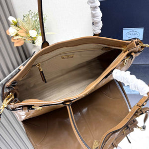 Prada 1BA433 Large Leather Handbag Brown - Default Title - View 8