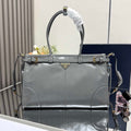 Prada 1BA433 Large Leather Handbag Gray
