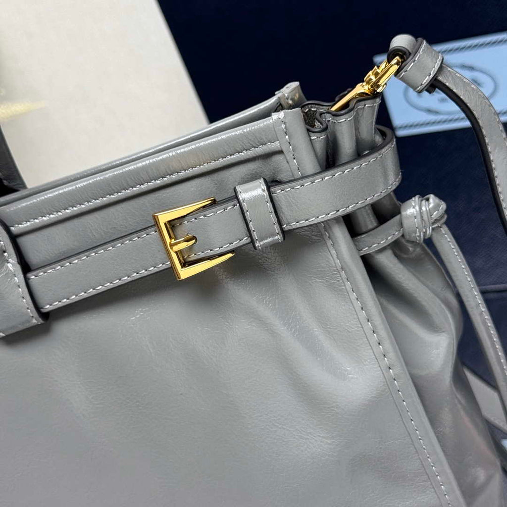 Prada 1BA433 Large Leather Handbag Gray