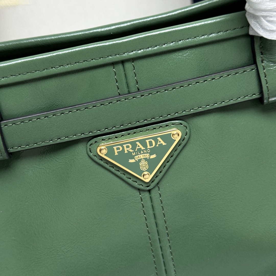 Prada 1BA433 Large Leather Handbag Green