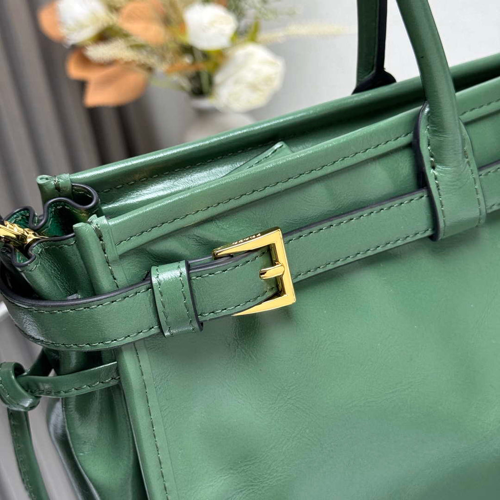 Prada 1BA433 Large Leather Handbag Green