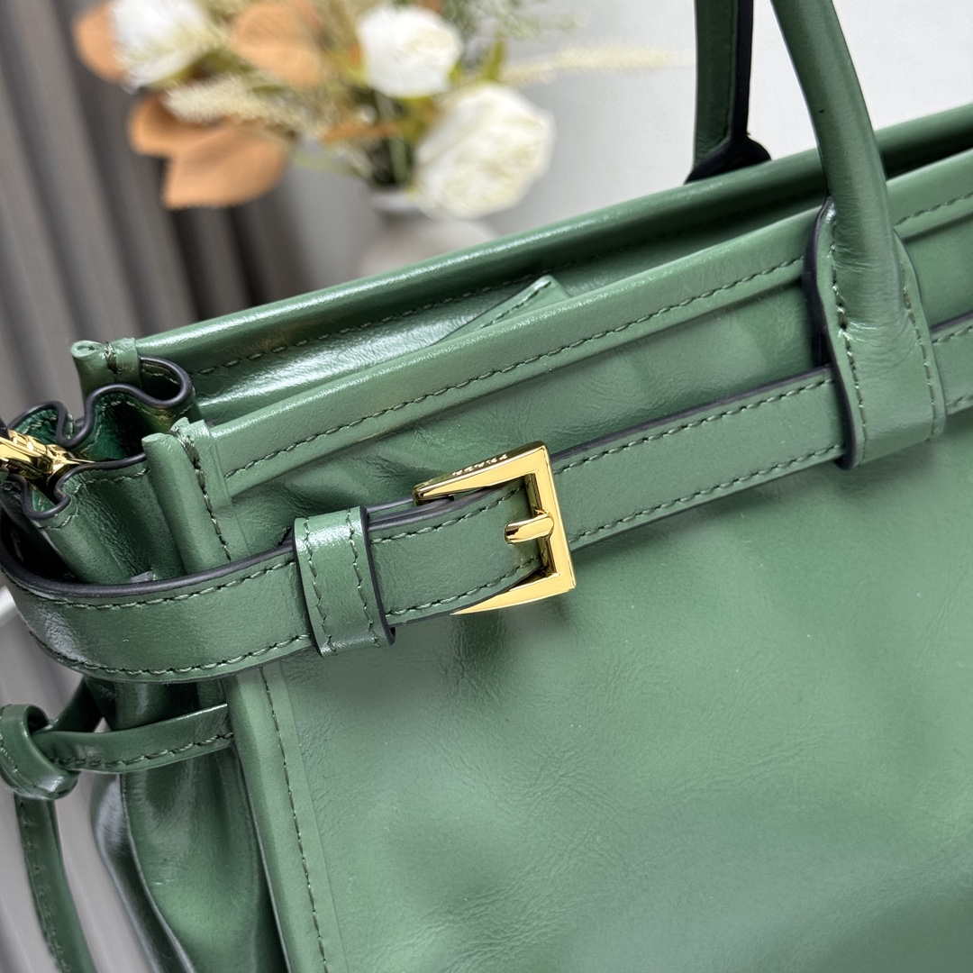 Prada 1BA433 Large Leather Handbag Green