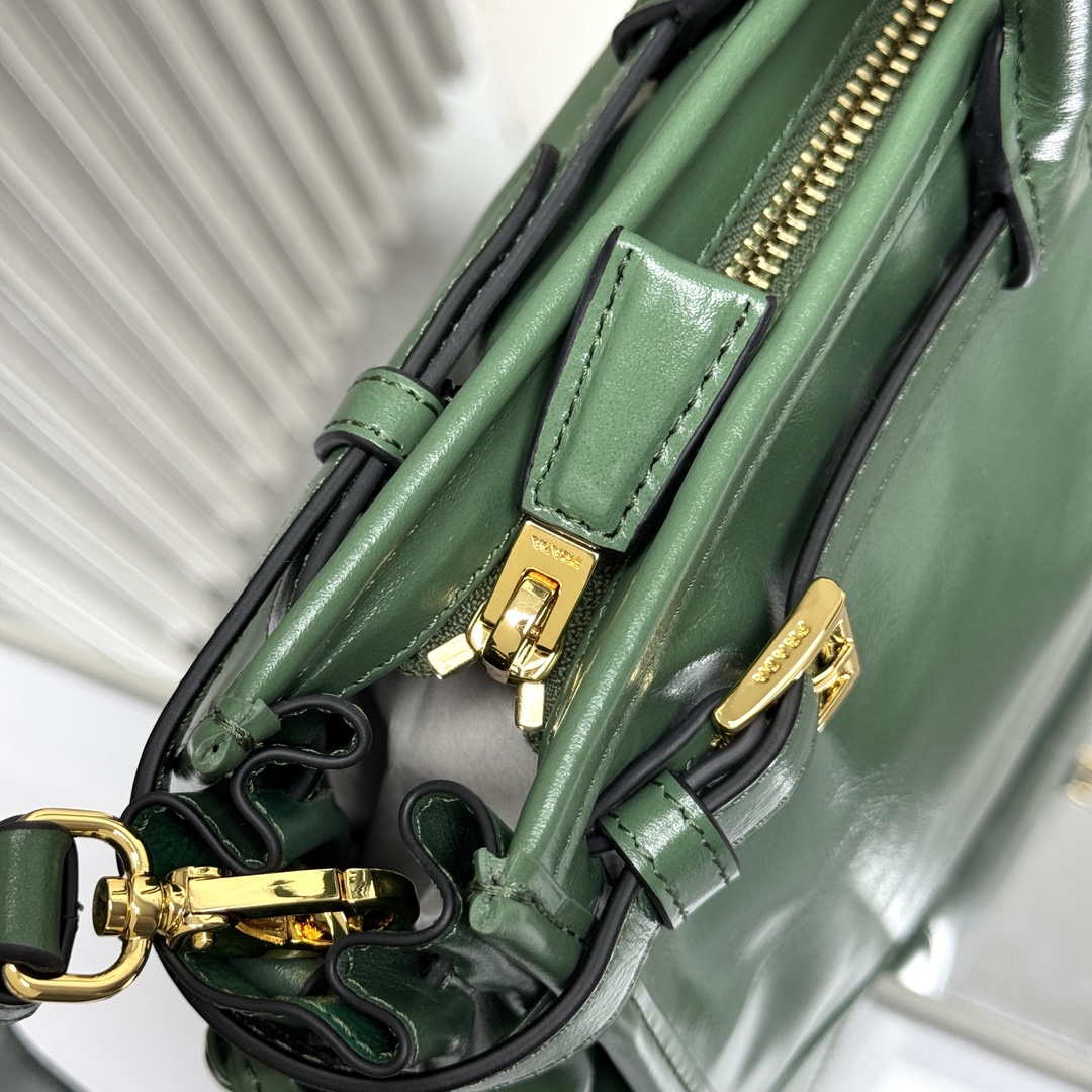 Prada 1BA433 Large Leather Handbag Green
