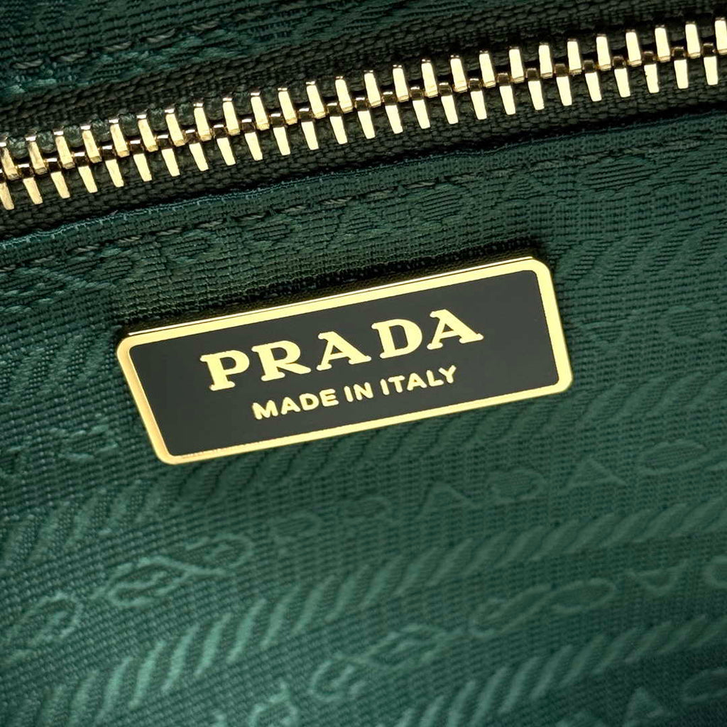 Prada 1BA433 Large Leather Handbag Green