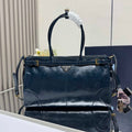 Prada 1BA433 Large Leather Handbag Navy Blue