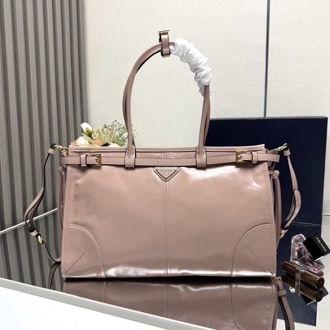Prada 1BA433 Large Leather Handbag Pink