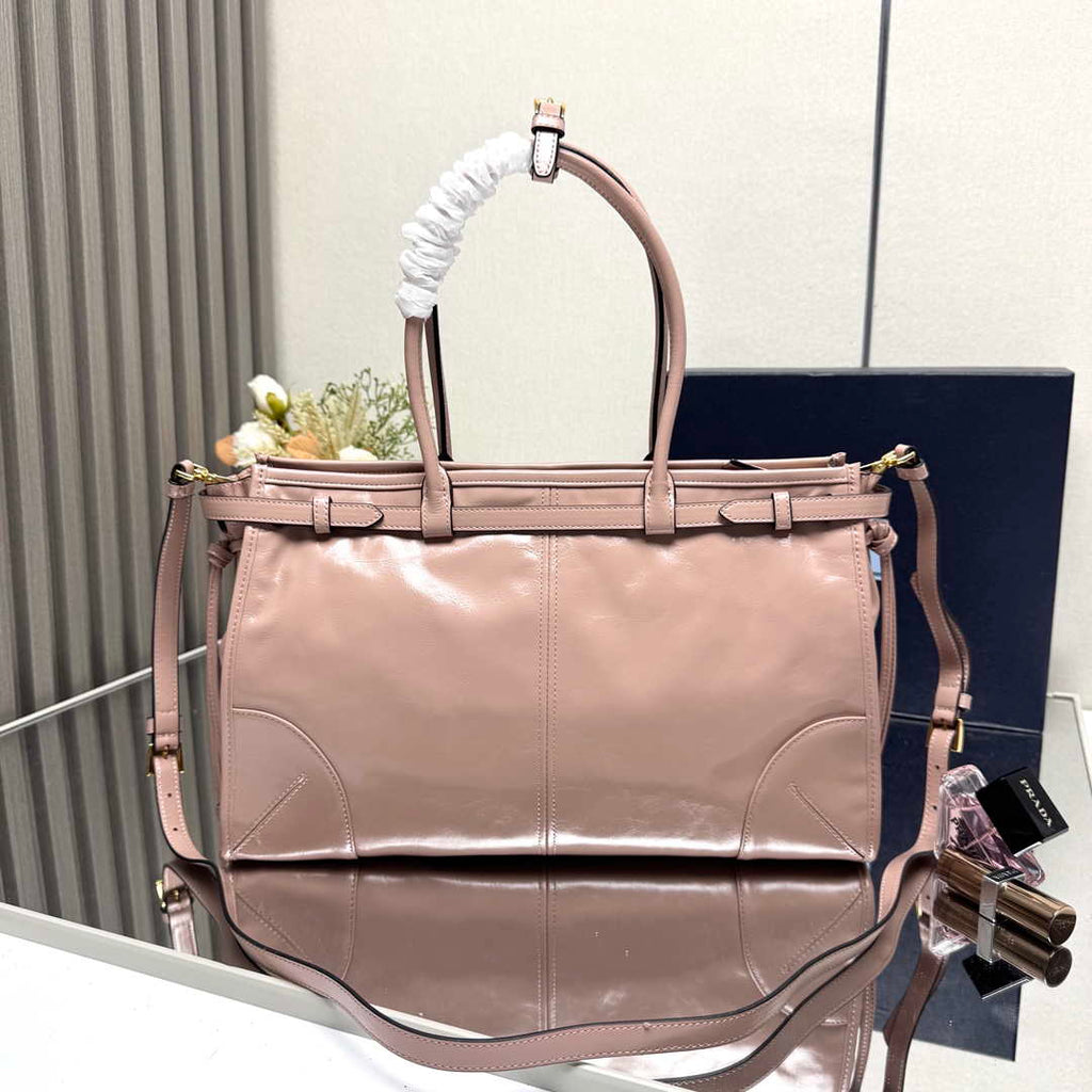 Prada 1BA433 Large Leather Handbag Pink
