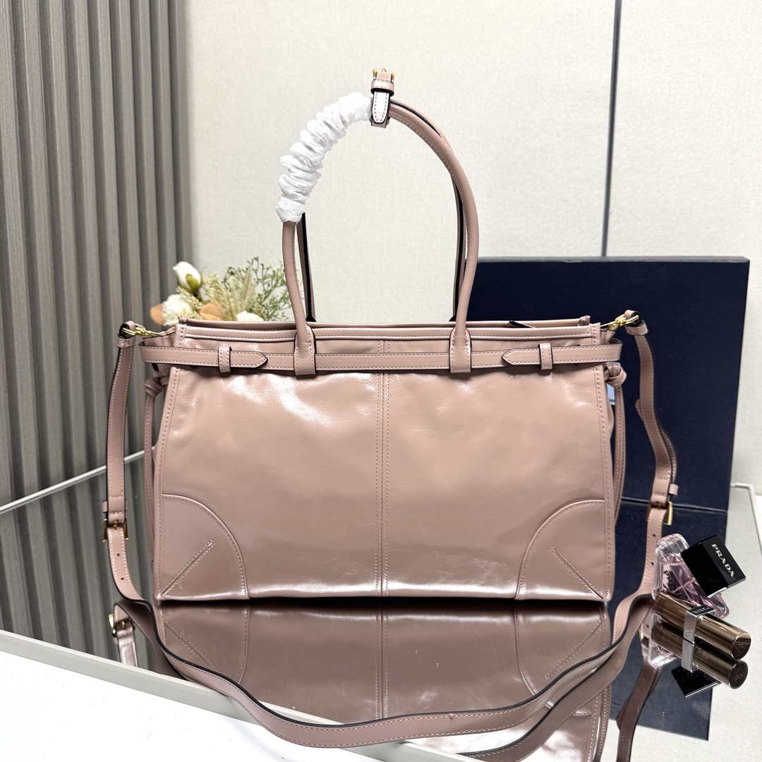 Prada 1BA433 Large Leather Handbag Pink