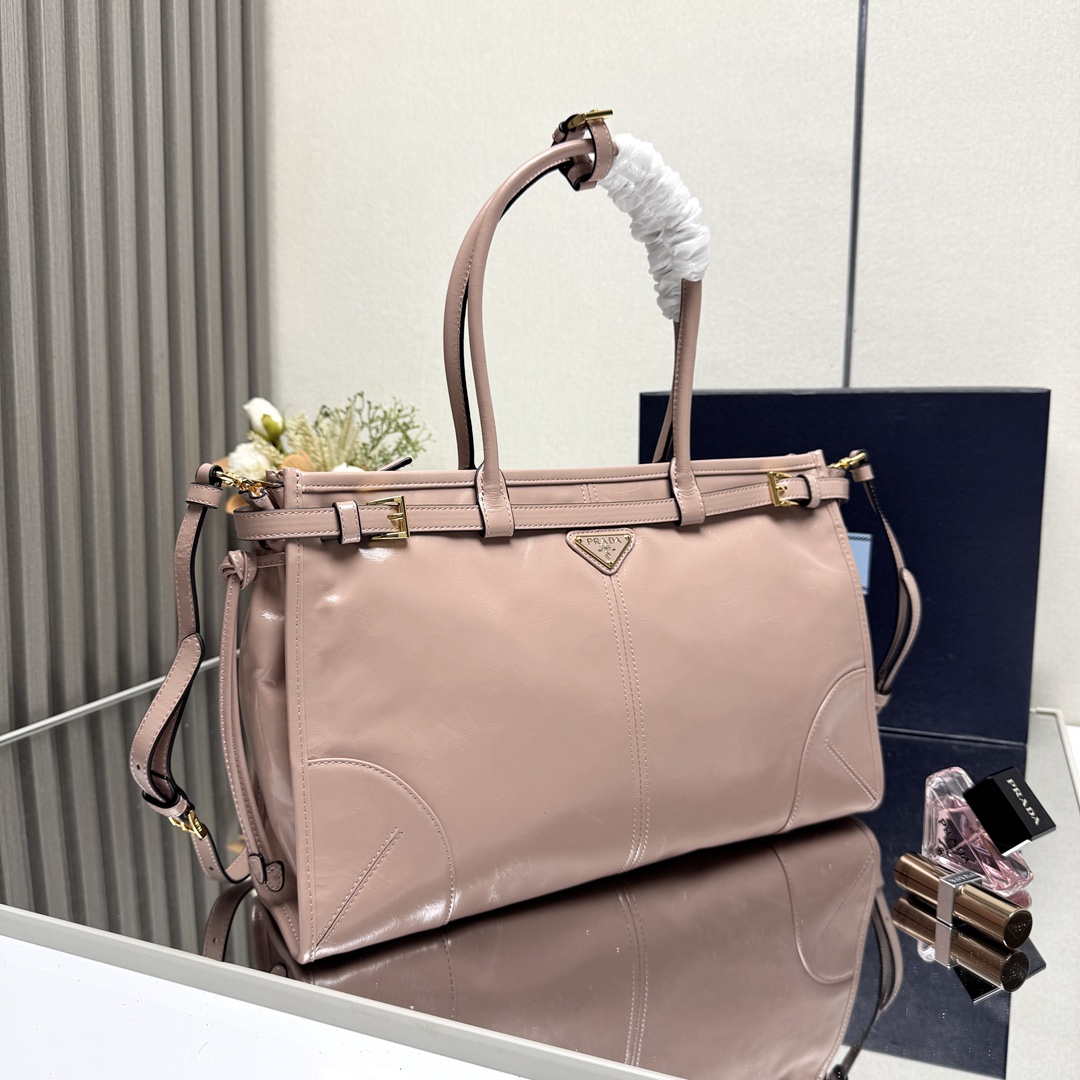 Prada 1BA433 Large Leather Handbag Pink