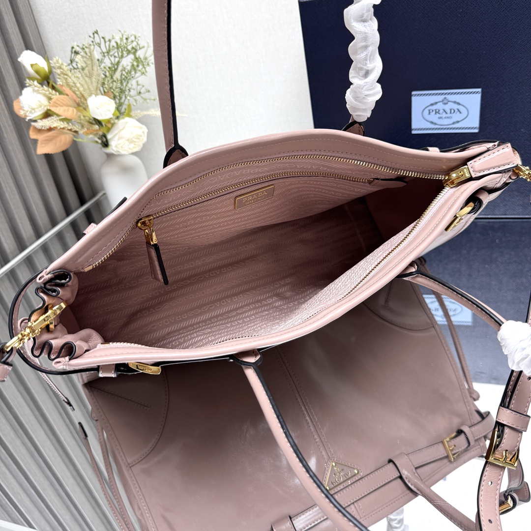 Prada 1BA433 Large Leather Handbag Pink