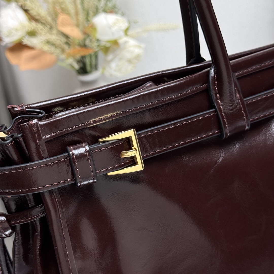 Prada 1BA433 Large Leather Handbag Red Brown