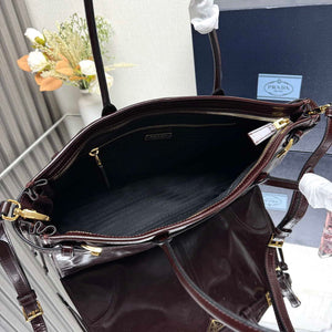 Prada 1BA433 Large Leather Handbag Red Brown - Default Title - View 8