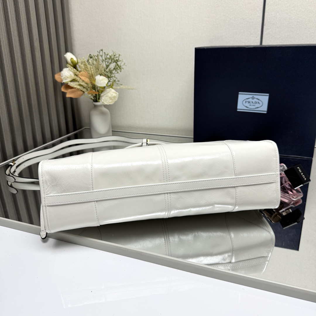 Prada 1BA433 Large Leather Handbag White