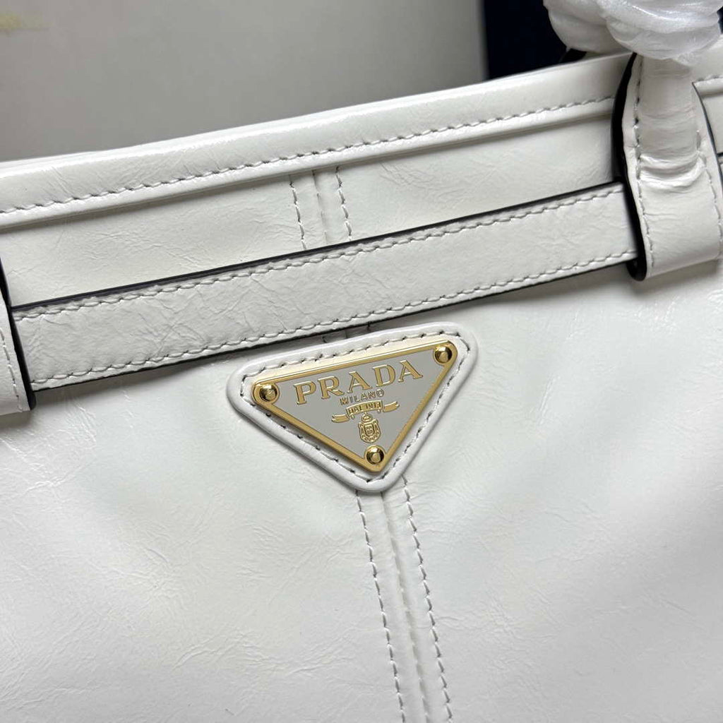 Prada 1BA433 Large Leather Handbag White