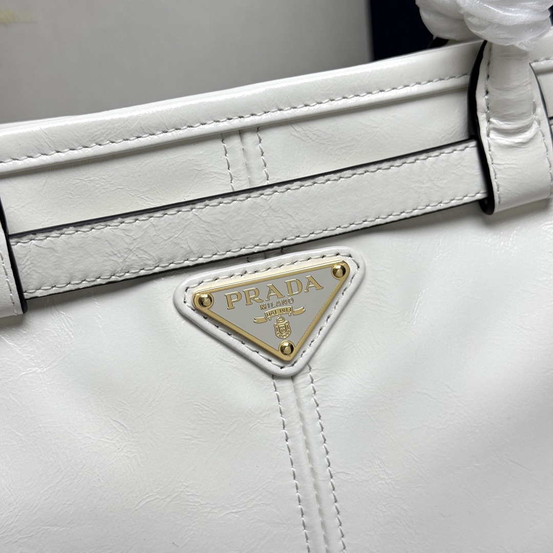 Prada 1BA433 Large Leather Handbag White