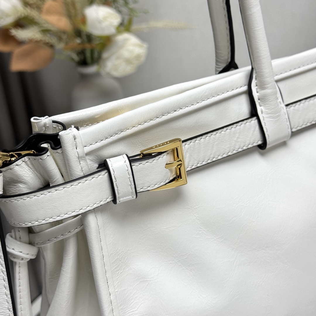 Prada 1BA433 Large Leather Handbag White