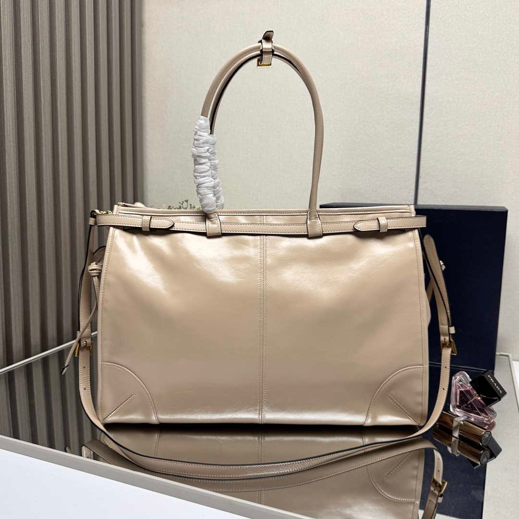 Prada 1BA439 Prada Bonnie extra large leather handbag Apricot