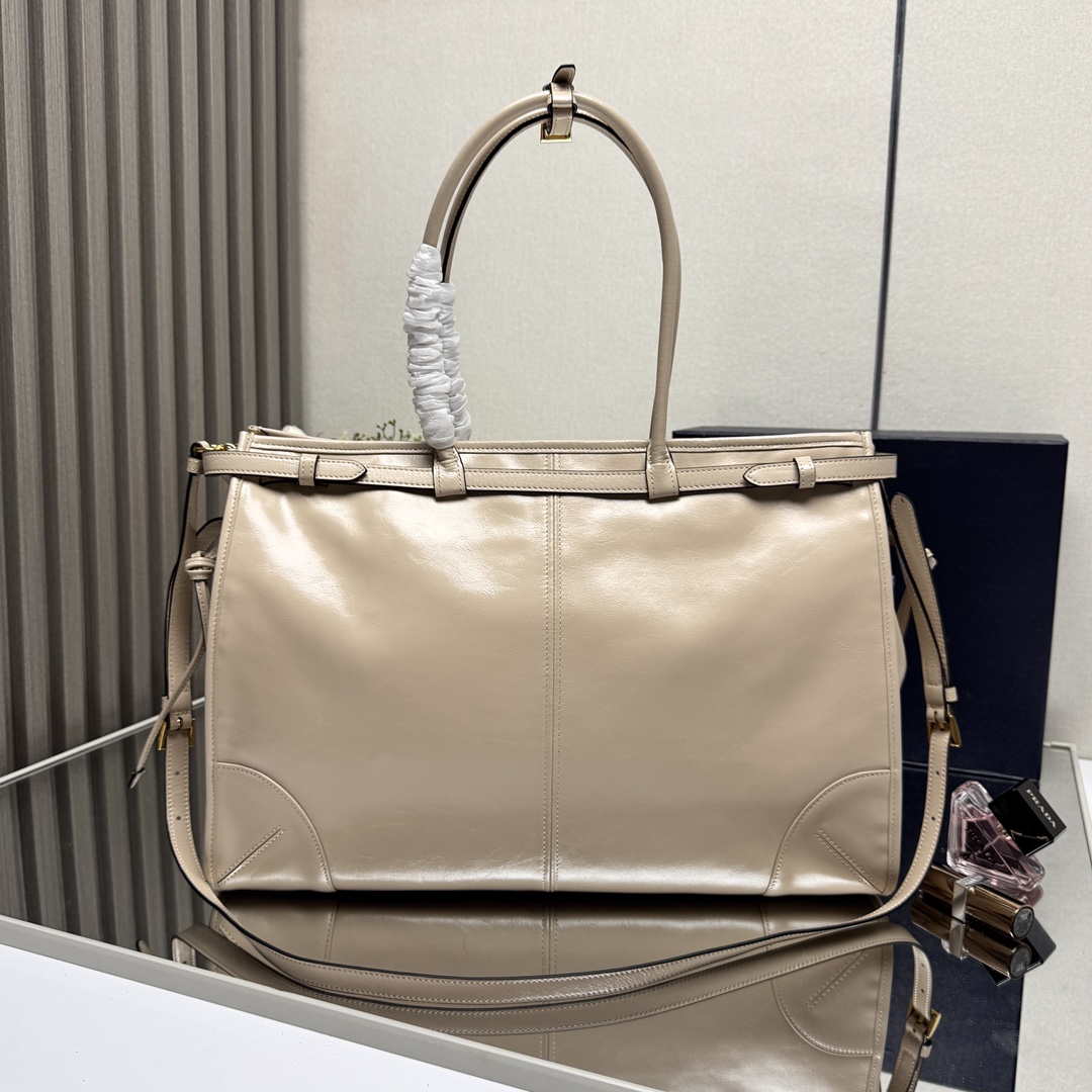 Prada 1BA439 Prada Bonnie extra large leather handbag Apricot